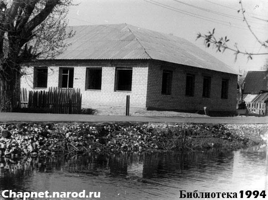 Наводнение у школы. Вид на строящуюся Библиотеку 1994 год